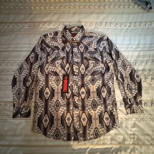 Wrangler kids Geometric Pattern Shirt - Black and Tan